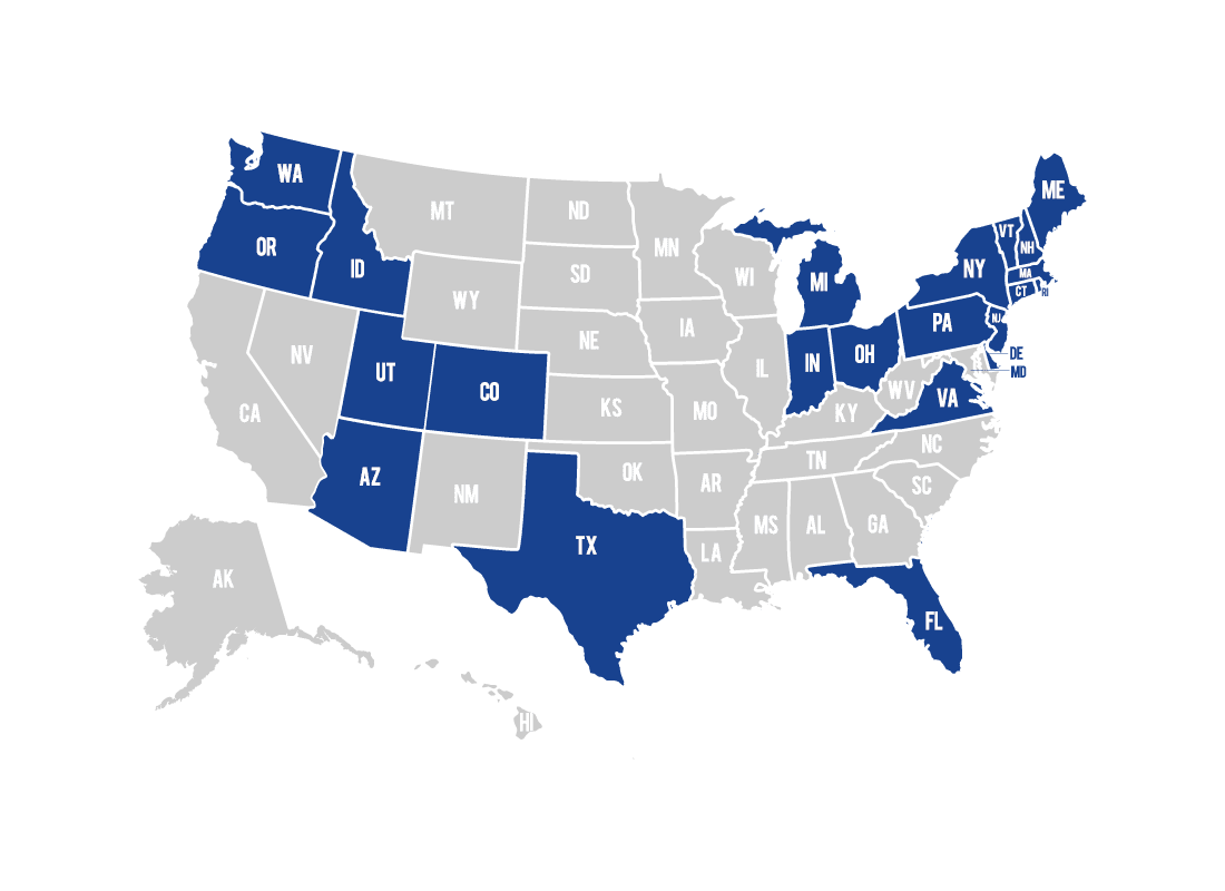Map of Priority Funding states they lend in