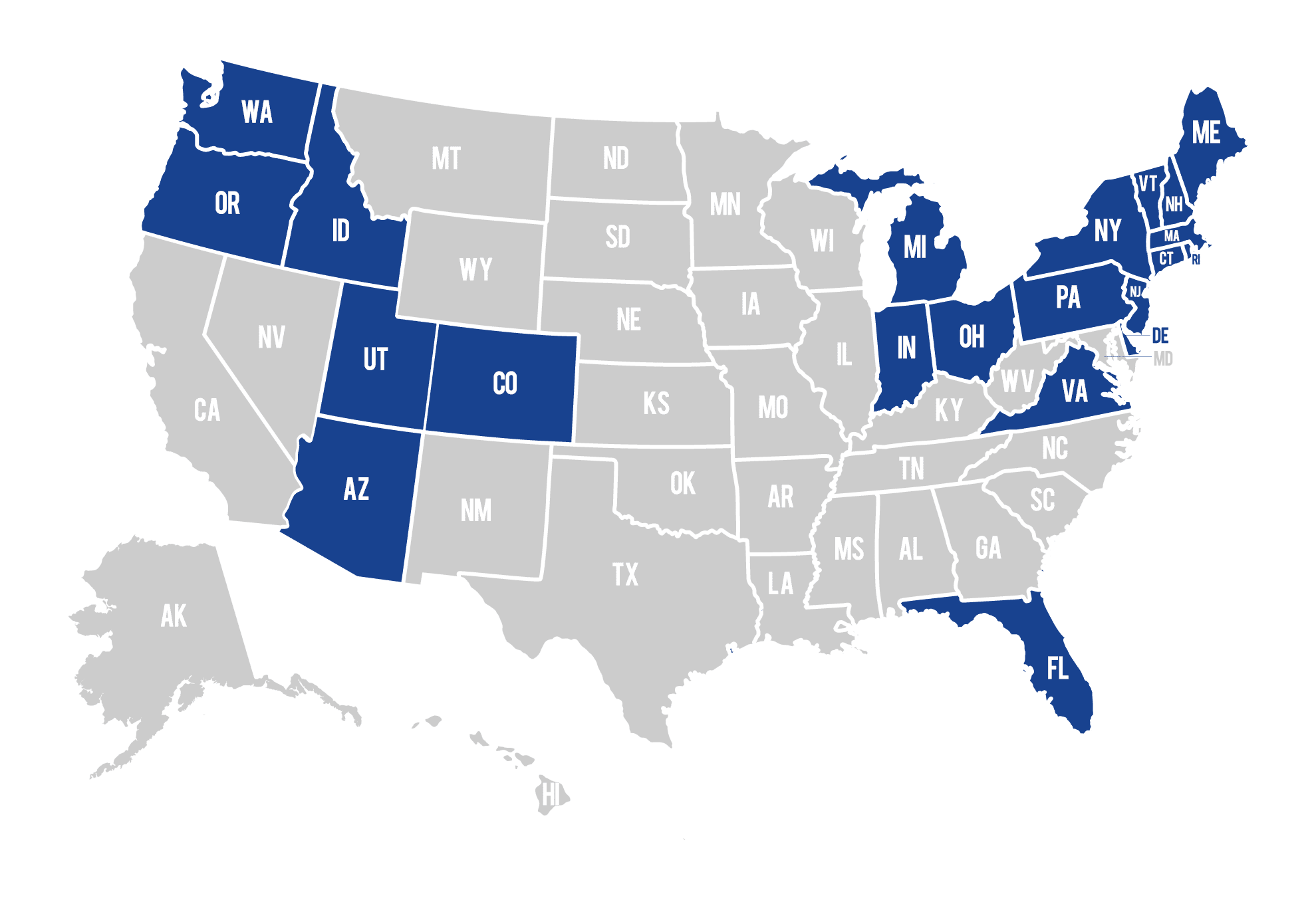 Map of Priority Funding states they lend in